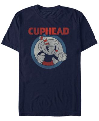 Cuphead Men's Vintage-Like Circle Profile Cuphead Short Sleeve T-Shirt