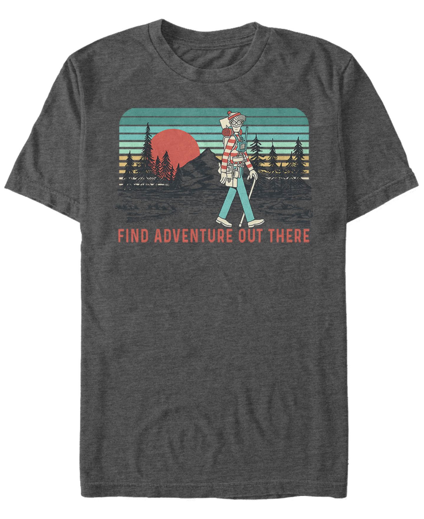 Мужская футболка Fifth Sun Where's Waldo? Find Adventure Out Their Short Sleeve, цвет: Угольный — фото 1