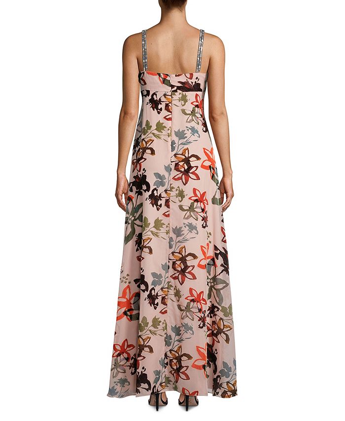 Nicole Miller Draped Embellished-Shoulder Maxi Gown - Macy's