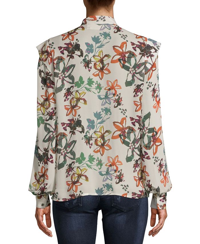 Nicole Miller Ruffled Floral-Print Blouse - Macy's