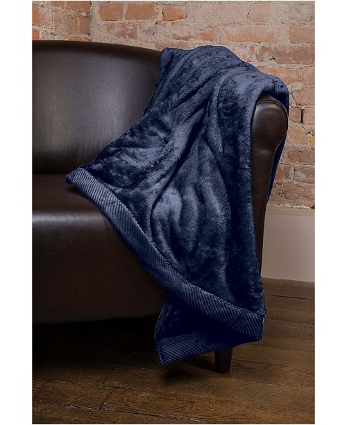 Elle Decor Silky Soft Plush Blanket With Corduroy Trim Full