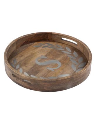 Heritage Collection Monogram Mango Wood Round Tray