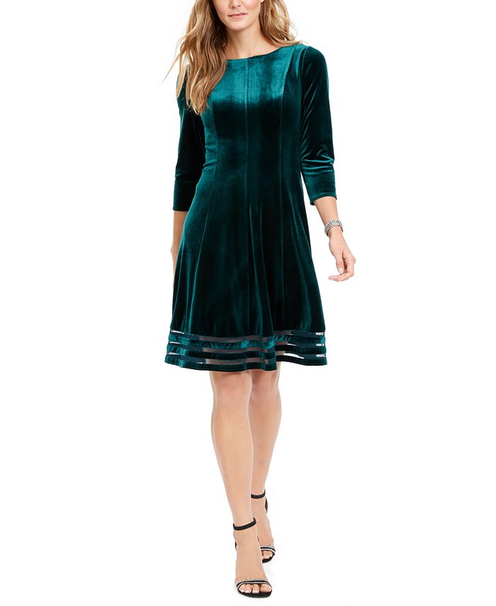 Jessica Howard Petite Velvet Illusion Dress - Macy's