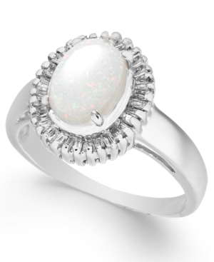image of Opal (3/4 ct. t.w.) & Diamond (1/3 ct. t.w.) Ring in 14k White Gold