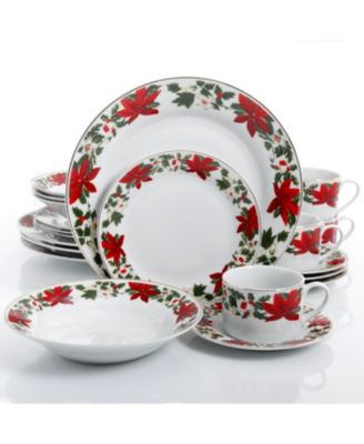 Gibson - Poinsettia Holiday 20-pc Dinnerware Set
