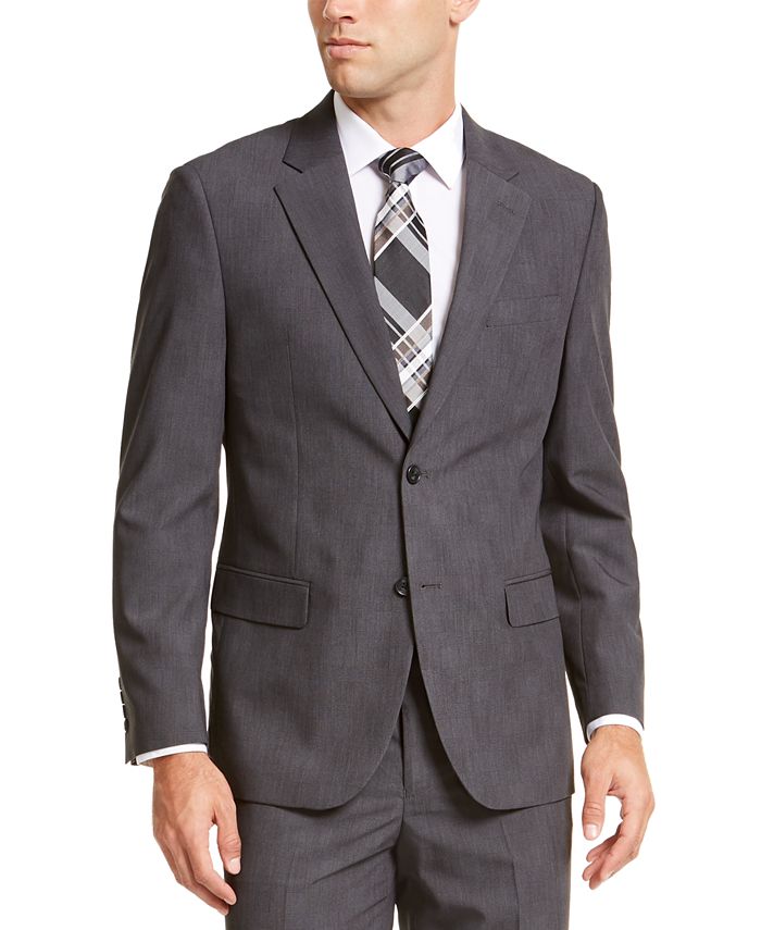 Nautica Men's Modern-Fit Bi-Stretch Dark Gray Plaid Suit - Macy's