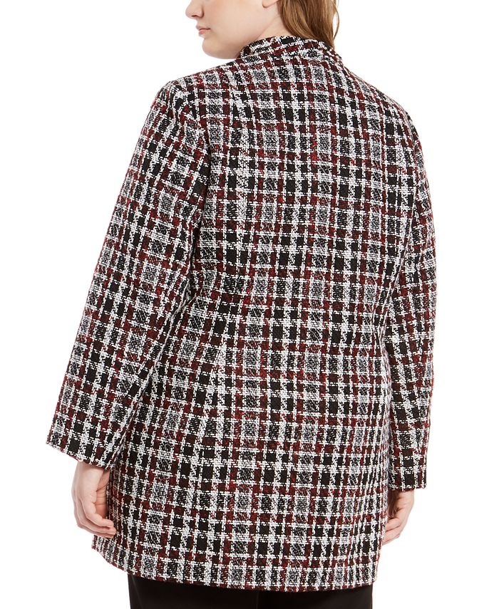 Calvin Klein Plus Size Tweed Plaid Topper Jacket - Macy's