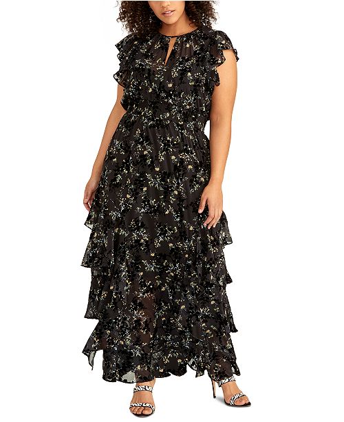 Rachel Rachel Roy Trendy Plus Size Issa Ruffled Maxi Dress