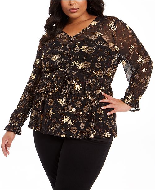 Style Co Plus Size Floral Print Ruffled Top Created For Macy S