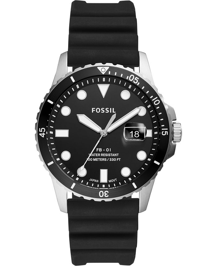 Fossil Men's Blue Diver Black Silicone Strap Watch 42mm & Reviews - All  Watches - Jewelry & Watches - Macy's