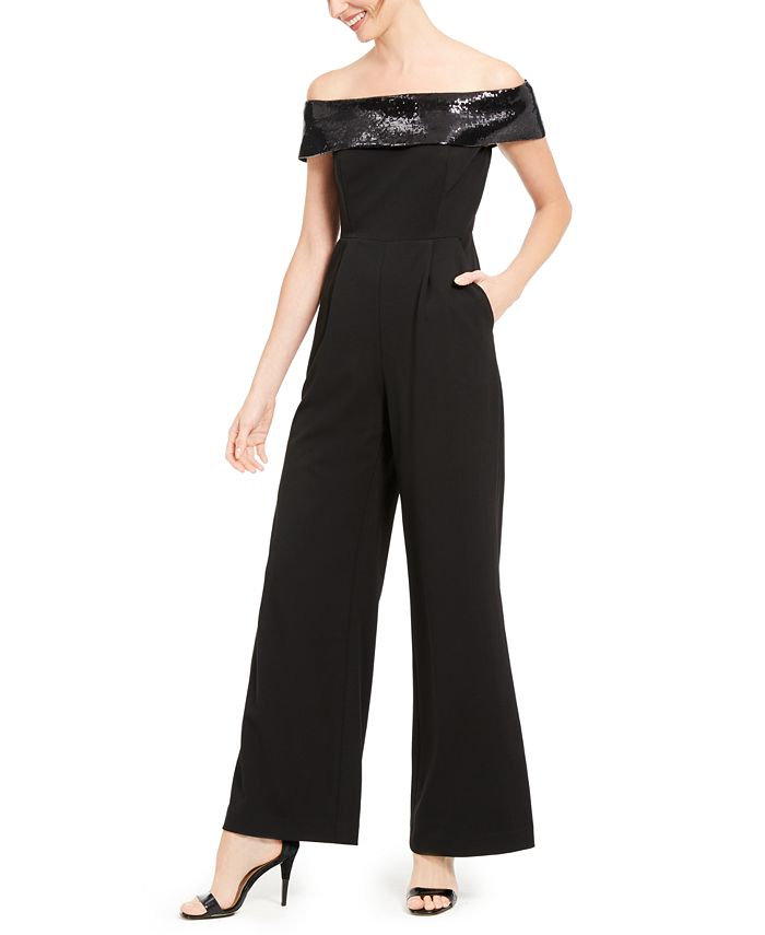 Calvin Klein Off-The-Shoulder Jumpsuit - Macy's