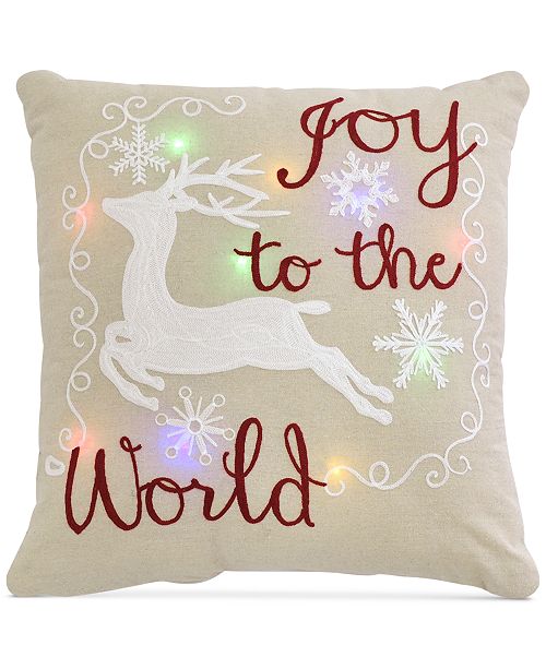 Lush Decor Joy To The World 20 X 20 Light Up Decorative Pillow