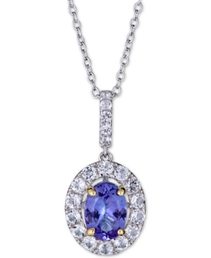 image of Tanzanite (1 ct. t.w.) & White Sapphire (1 ct. t.w.) Pendant Necklace in Sterling Silver, 18