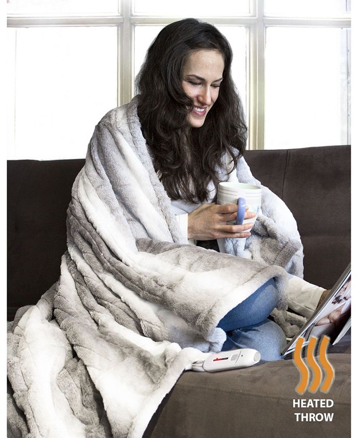 Luxe Faux Fur Faux Fur Electric Throw 50" x 60" Macy's