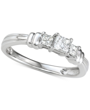 image of Diamond Princess Trio Diamond Engagement Ring (1/2 ct. t.w.) in 14k White Gold