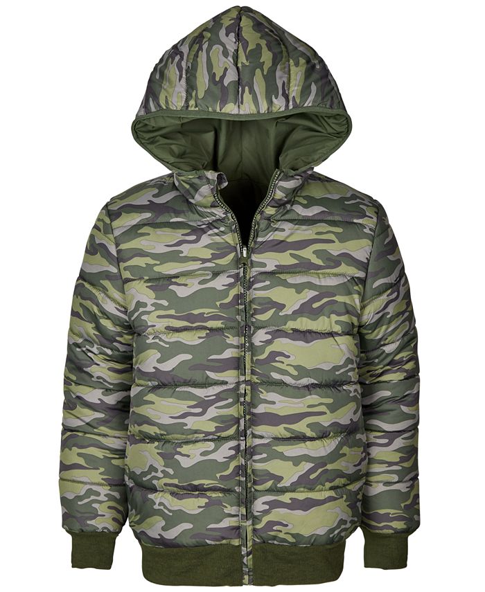 Epic Threads Big Boys Camo Reversible Water-Resistant Hooded Puffer ...