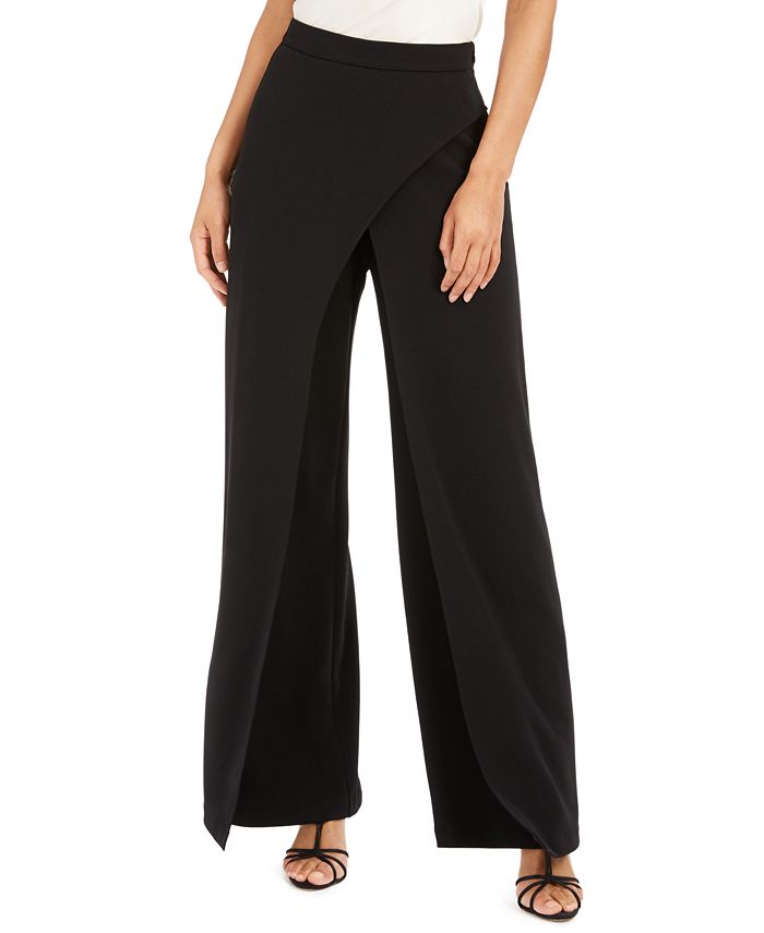 Adrianna Papell Crepe Draped-Front Wide-Leg Pants & Reviews 