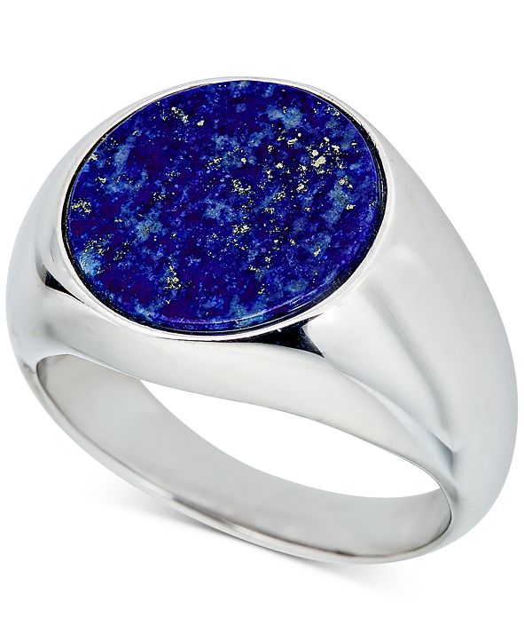 Macy's Men's Lapis Lazuli (15mm) Ring in Sterling Silver & Reviews ...