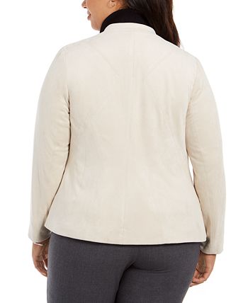 Alfani Plus Size Mixed-media Jacket, Created For Macy's In Deep