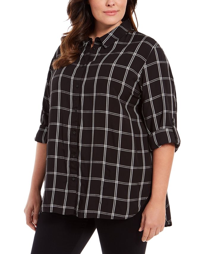 Calvin Klein Plus Size Plaid Cotton ButtonDown Shirt Macy's