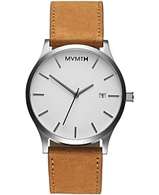 Men's Classic Tan Leather Strap Watch 45mm