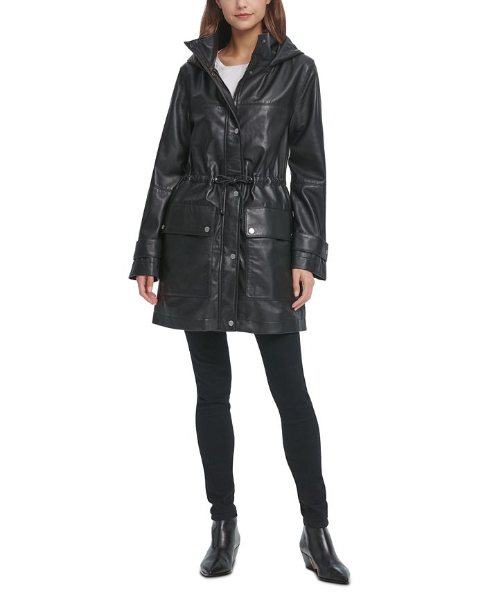 DKNY Anorak Leather Jacket & Reviews - Coats & Jackets - Women - Macy's