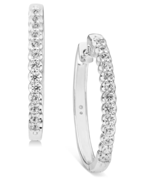 image of Diamond Medium Hoop Earrings (1 ct. t.w.) in 10K white gold (Also available in 10k gold), 1.2