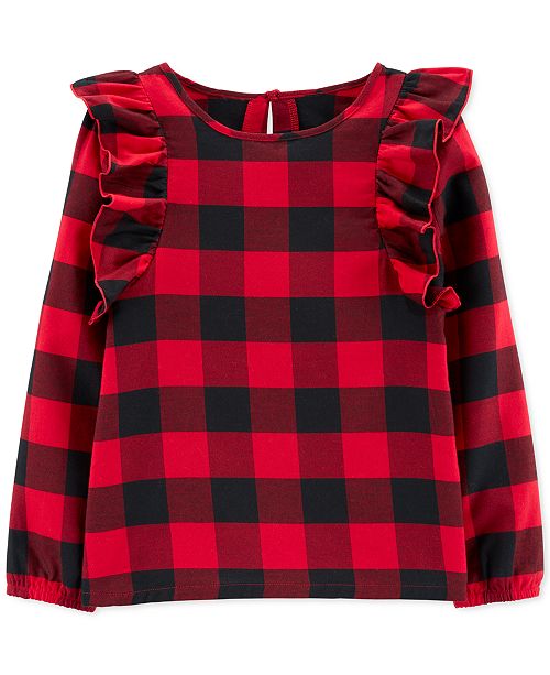 Carter S Big Little Girls Buffalo Check Ruffle Shirt Reviews