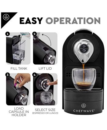 ChefWave Espresso Machine for Nespresso Capsules (Black) with Holder and  Cups 