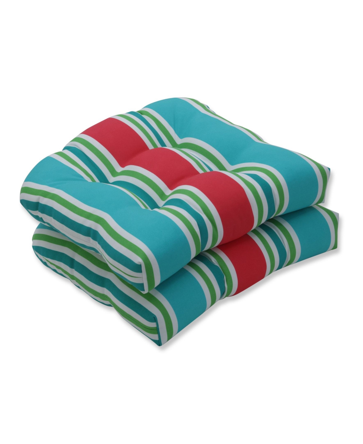 Printed 19" x 19" Tufted Outdoor Chair Pad Seat Cushion 2-Pack - Red Stripe
