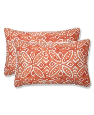 Pillow Perfect Printed Indoor/outdoor 2-pack Decorative Pillow, 12" X 18" In Merida Coral