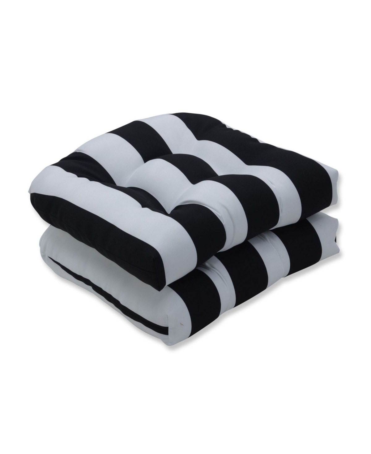Printed Tufted Indoorr/Outdoor 2-Pack Chair Pads, 19" x 19" - Red Stripe
