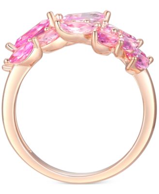 Lab-Grown Pink Sapphire Leaf Statement Ring (2 ct. t.w.) in 14k Rose Gold-Plated Sterling Silver