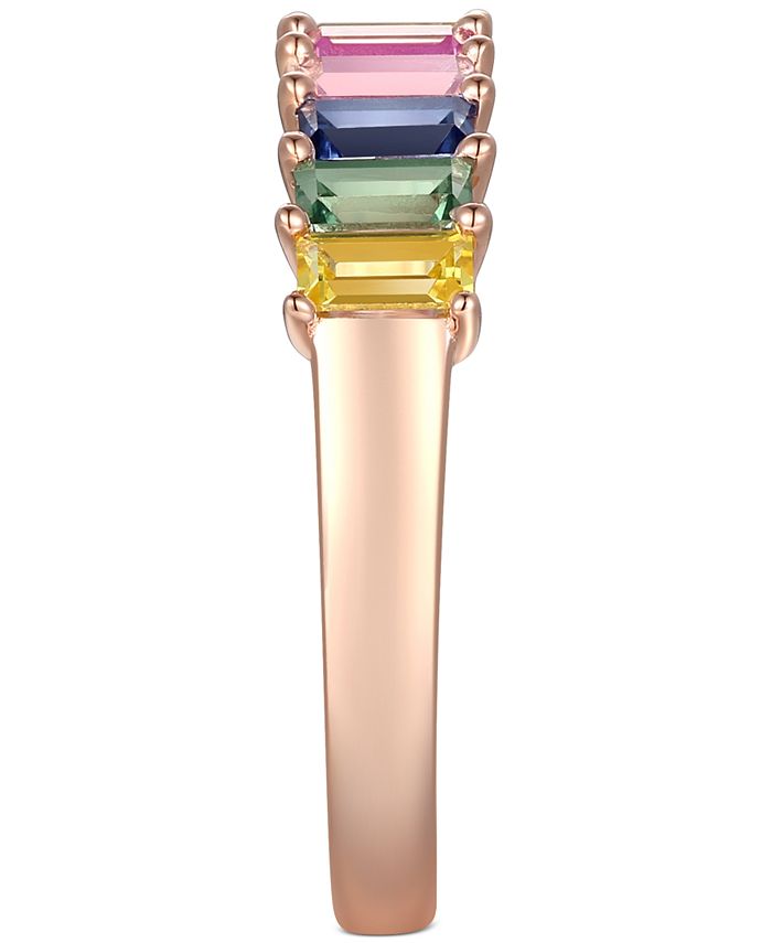 Macy's - Lab-Created Multi-Sapphire Baguette Ring (1-5/8 ct. t.w.) in 14k Rose Gold-Plated Sterling Silver