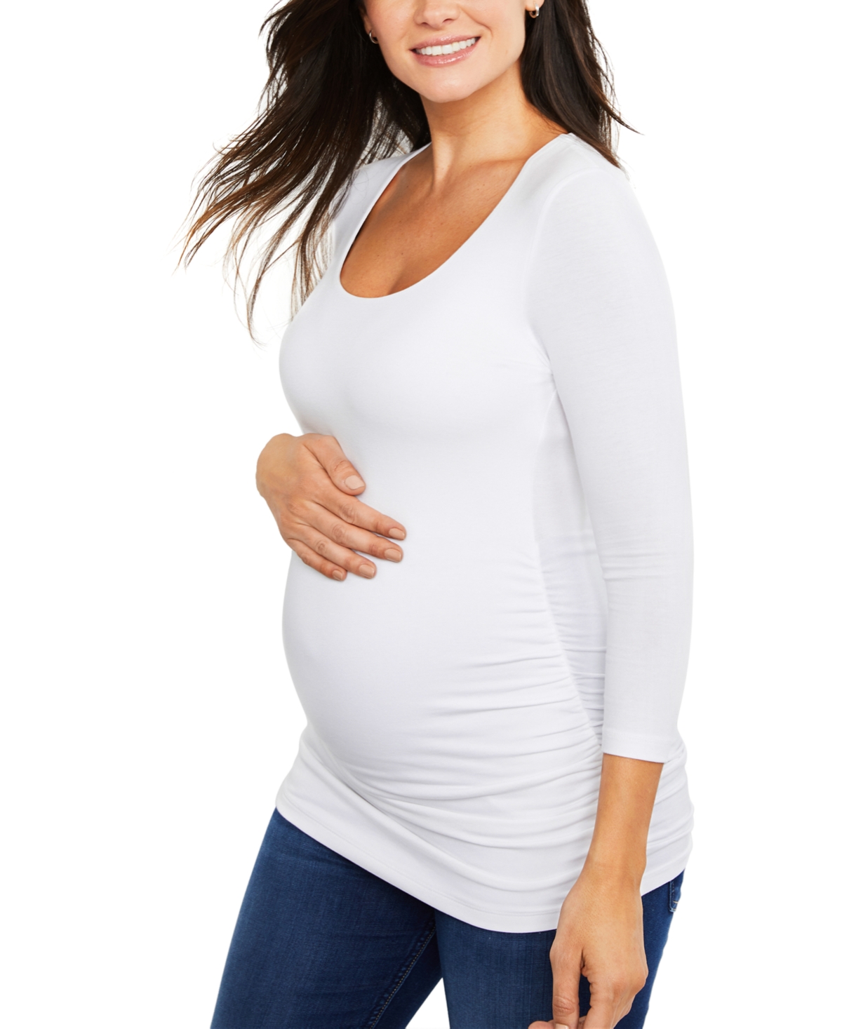 A Pea In The Pod Luxe Side Ruched 3/4 Sleeve Maternity T Shirt