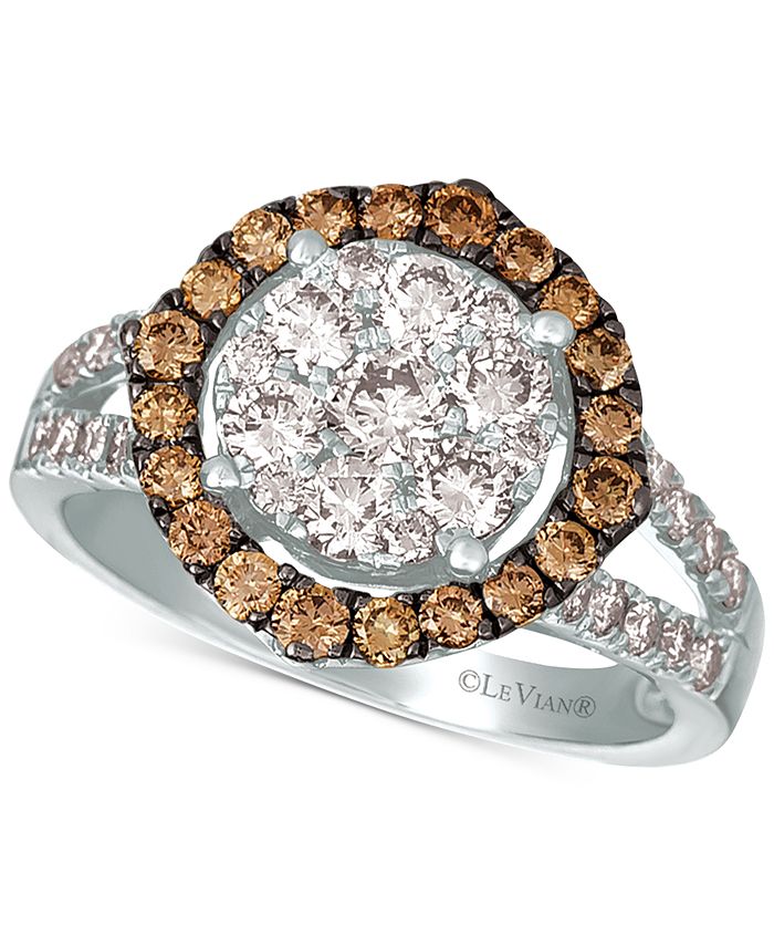 Le Vian - Chocolate Diamonds&reg; (1/2 ct. t.w) & Nude Diamond™ (1 ct. t.w.) Statement Ring in 14k White Gold