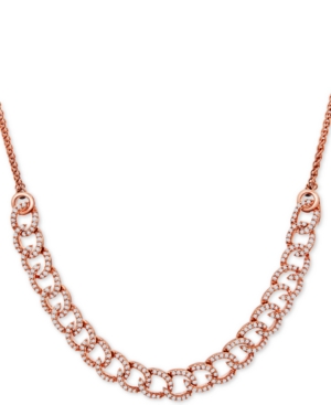 image of Wrapped in Love Diamond Curb-Link Bolo Necklace (1 ct. t.w.) in 10k Rose Gold, Created for Macy-s