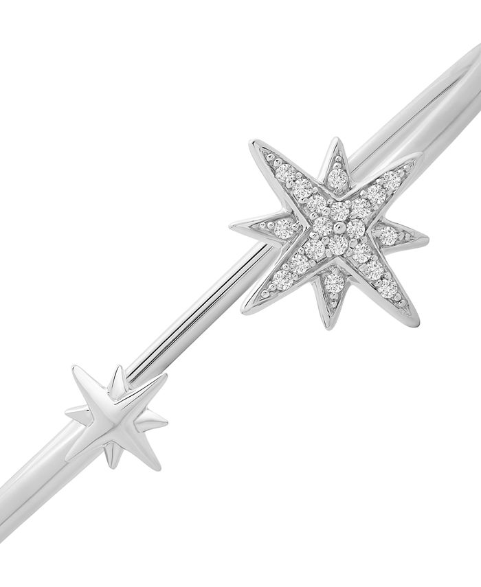 Macy's Diamond Star Cuff Bangle Bracelet (1/5 ct. t.w.) in 14k White