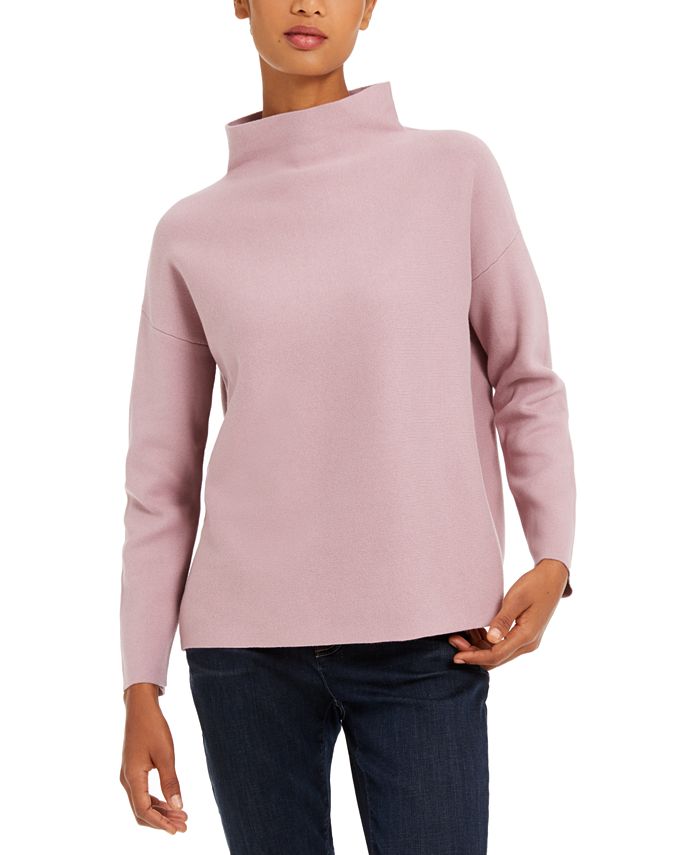 Eileen Fisher Organic Cotton FunnelNeck Top, Created for Macy's Macy's