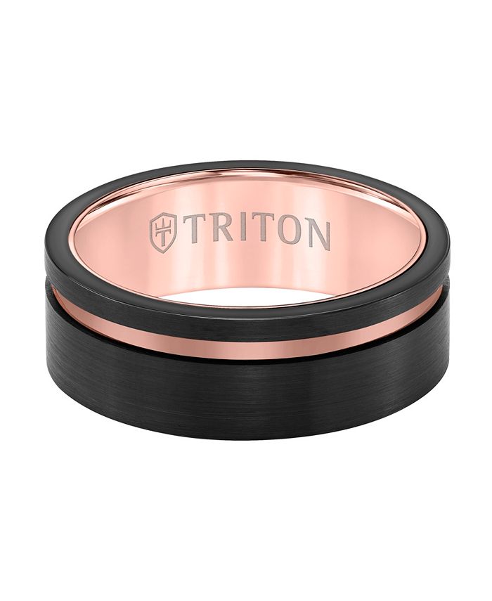 Triton - 8MM Black & Rose Tungsten Carbide Ring with Asymmetrical Channel