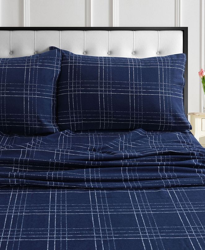 Tribeca Living Oxford Plaid Flannel Printed Extra Deep Pocket Queen Sheet Set & Reviews Sheets