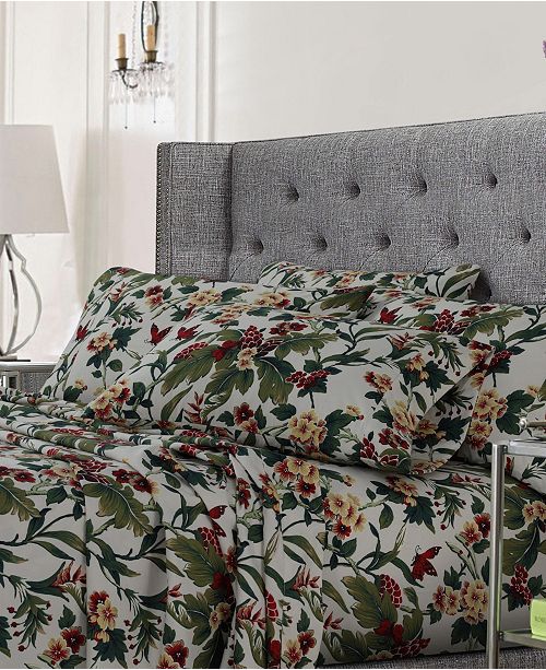 Tribeca Living Printed Microfiber 6Piece Extra Deep Pocket Queen Sheet Set & Reviews Sheets