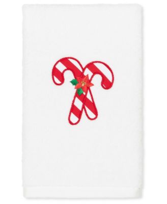 Christmas Candy Canes Embroidered 100% Turkish Cotton Hand Towel