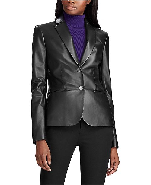 Lauren Ralph Lauren Leather Blazer Reviews Women Macy S