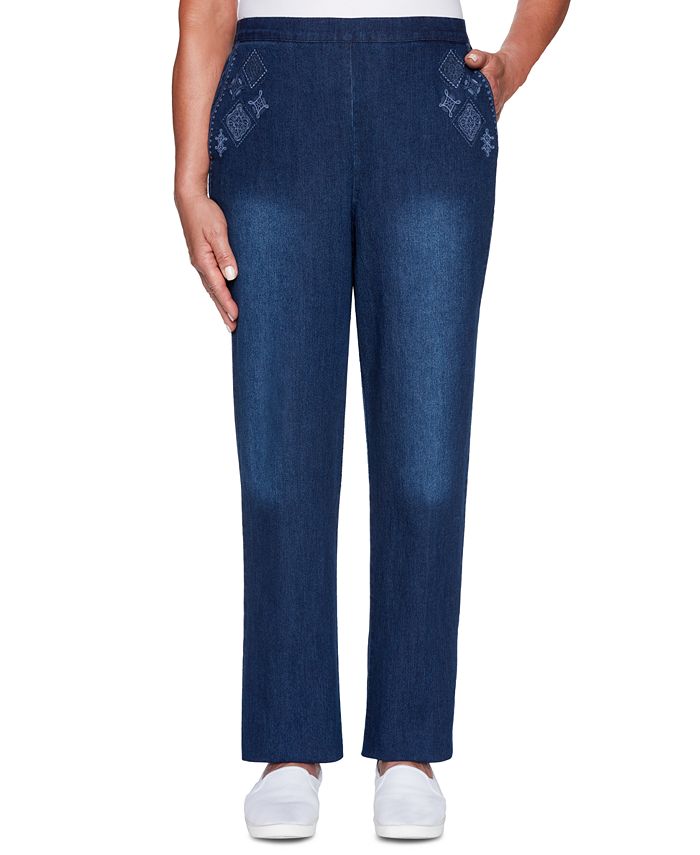 Alfred Dunner Autumn Harvest Embroidered PullOn Jeans Macy's