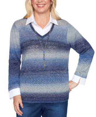 Alfred Dunner - Petite Autumn Harvest Ombr&eacute; Layered Sweater
