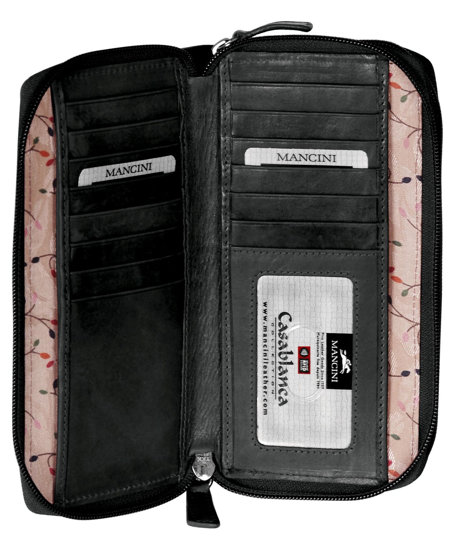 Кошелёк Mancini Casablanca Collection с защитой RFID на двойной молнии, цвет: Чёрный — фото 2