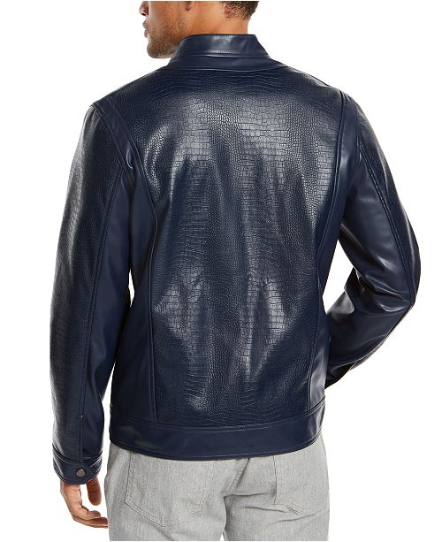 alfani men's faux leather harrington jacket, created for macy's alfani men's faux leather harrington jacket, created for macy's