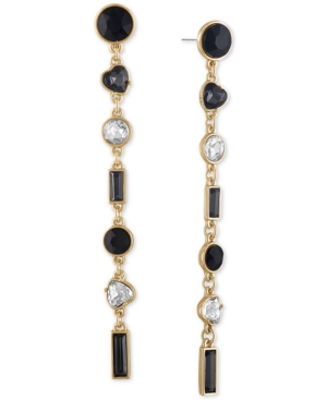 image of Rachel Rachel Roy Gold-Tone Crystal & Heart Stone Linear Drop Earrings
