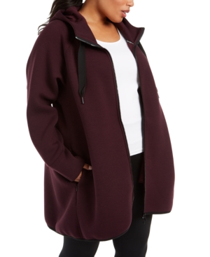 Calvin Klein Performance Plus Size Hooded Warm up Jacket In Burgundy ModeSens